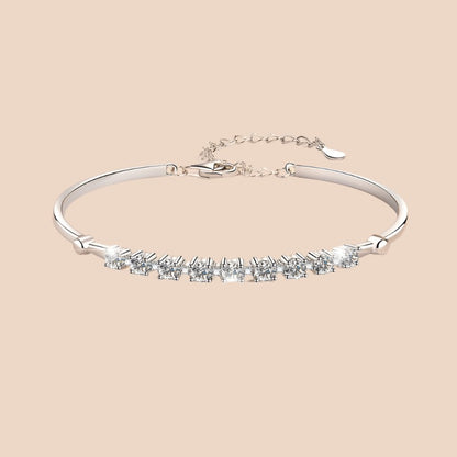 Adjustable Bracelet for Women, Gang Drill Moissanite S925 Sterling Silver