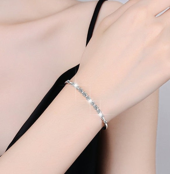 Adjustable Bracelet for Women, Gang Drill Moissanite S925 Sterling Silver