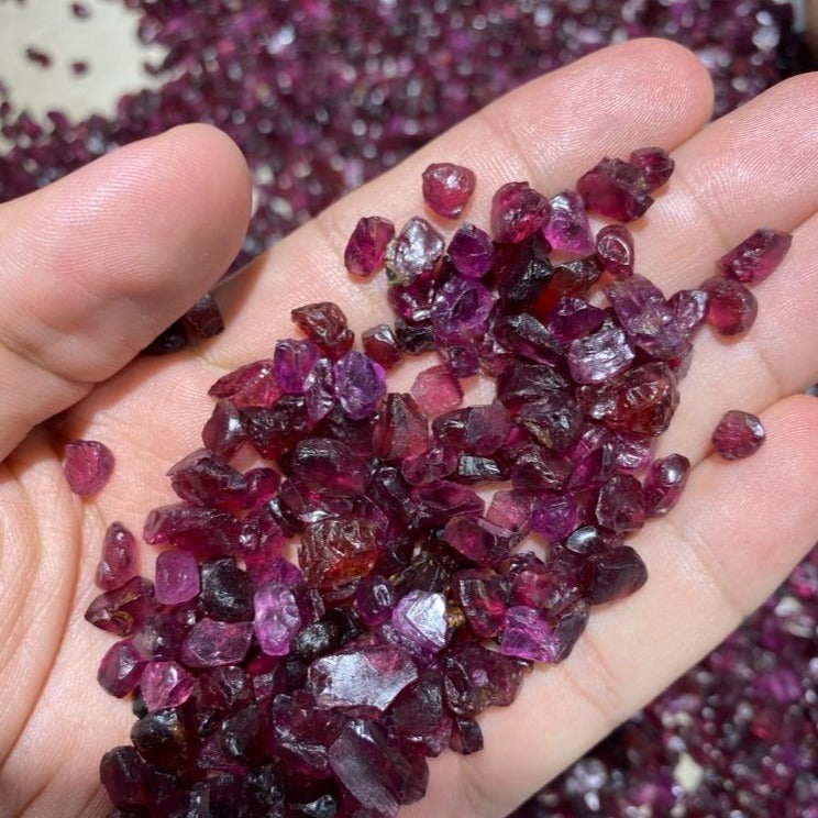 Rough Purplish Red Garnets for Faceting