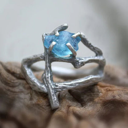 Sapphire antique silver ring