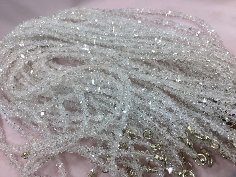 Natural Raw Diamond Quartz String for Necklace