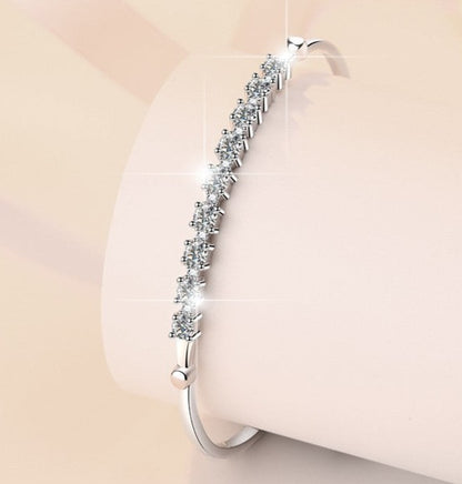 Adjustable Bracelet for Women, Gang Drill Moissanite S925 Sterling Silver