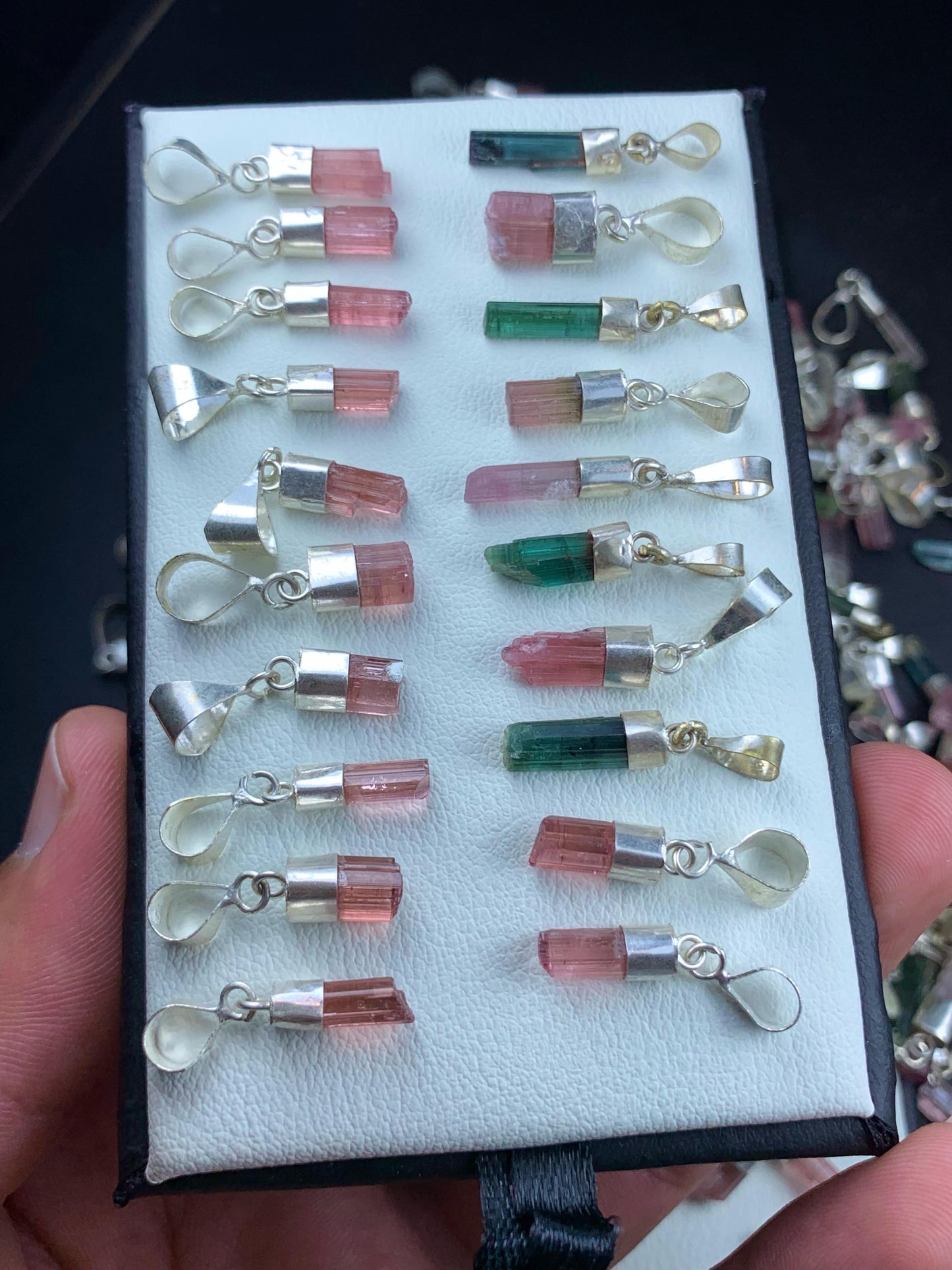 Deal of 20 Tourmaline Pendants with Silver in Bulk Deal