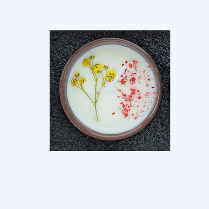 Ceramic Personlized Candle with Yellow Flower