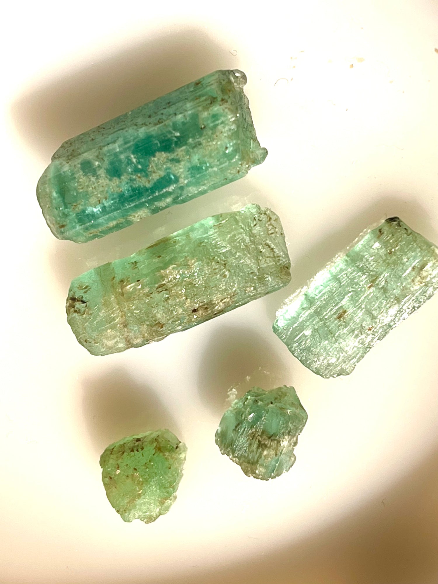 Raw emerald crystals for collection