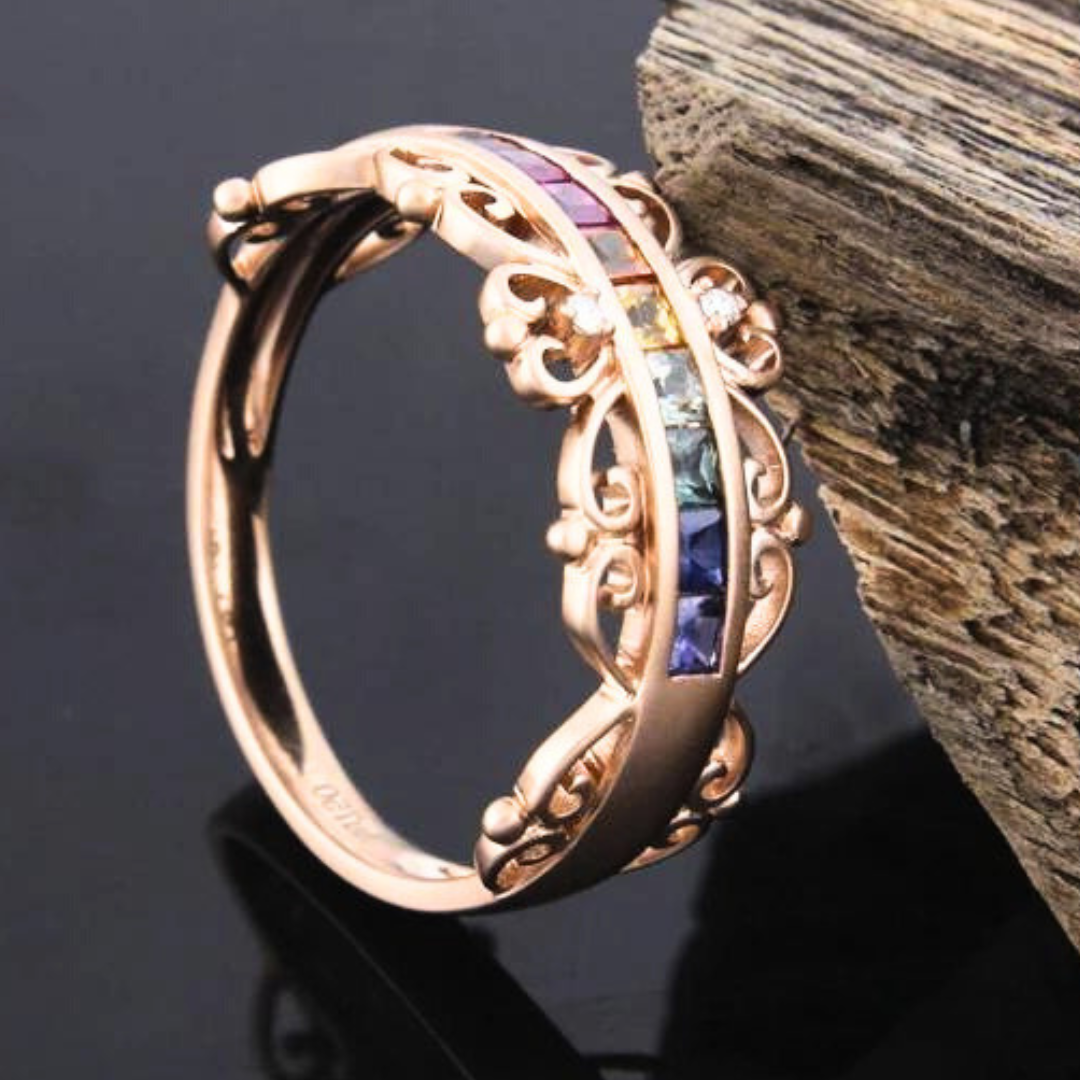 Natural Multicolor Sapphire Stone ring Gold