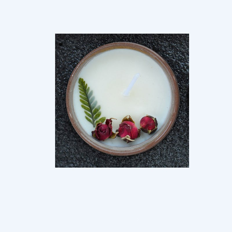 Ceramic Candle with Rose Flower