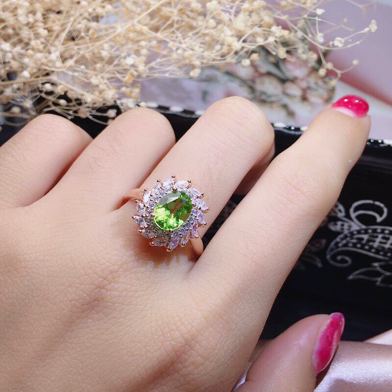 Natural Peridot Silver Ring