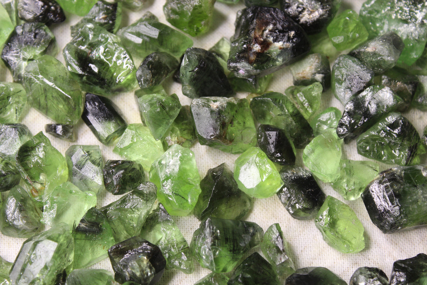 100 grams / 500 carats Natural Raw Peridots with Ludwigite Inclusions