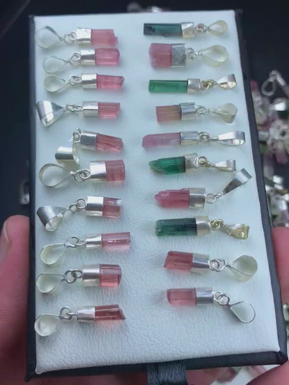 Deal of 20 Tourmaline Pendants with Silver in Bulk Deal