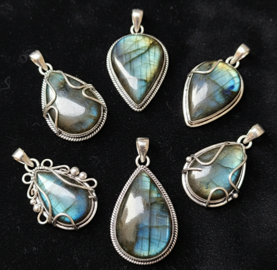 Customize Labradorite Pendant 925 Silver Sterling  Set |Natural Gemstone Necklace