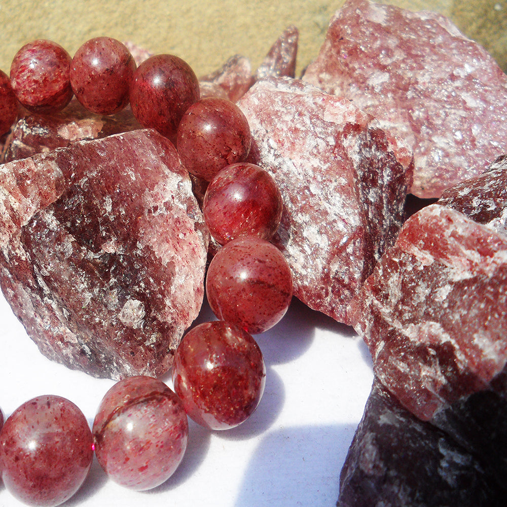 Pink Strawberry Quartz for beading