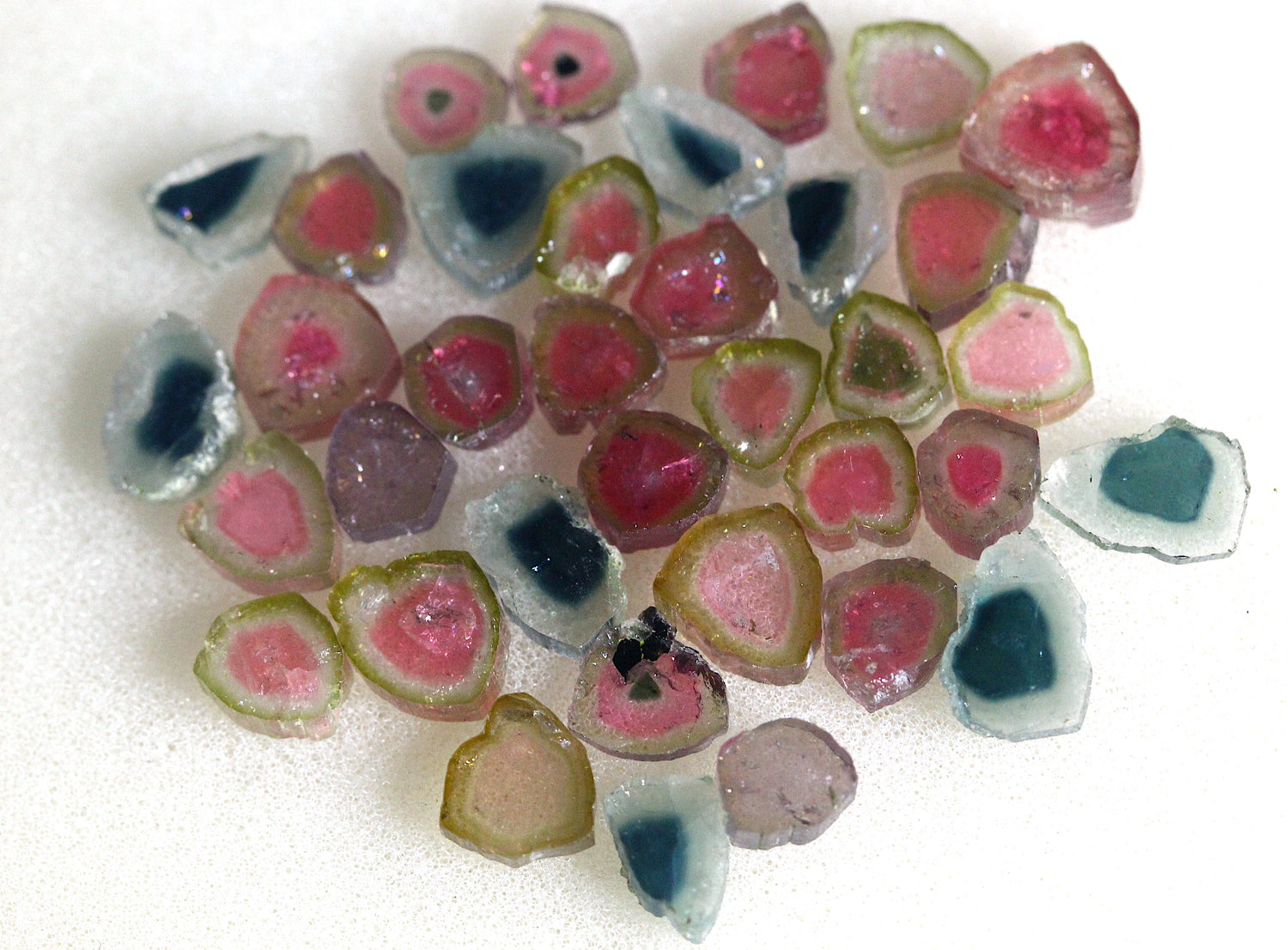 wholesale watermelon tourmaline slices pairs