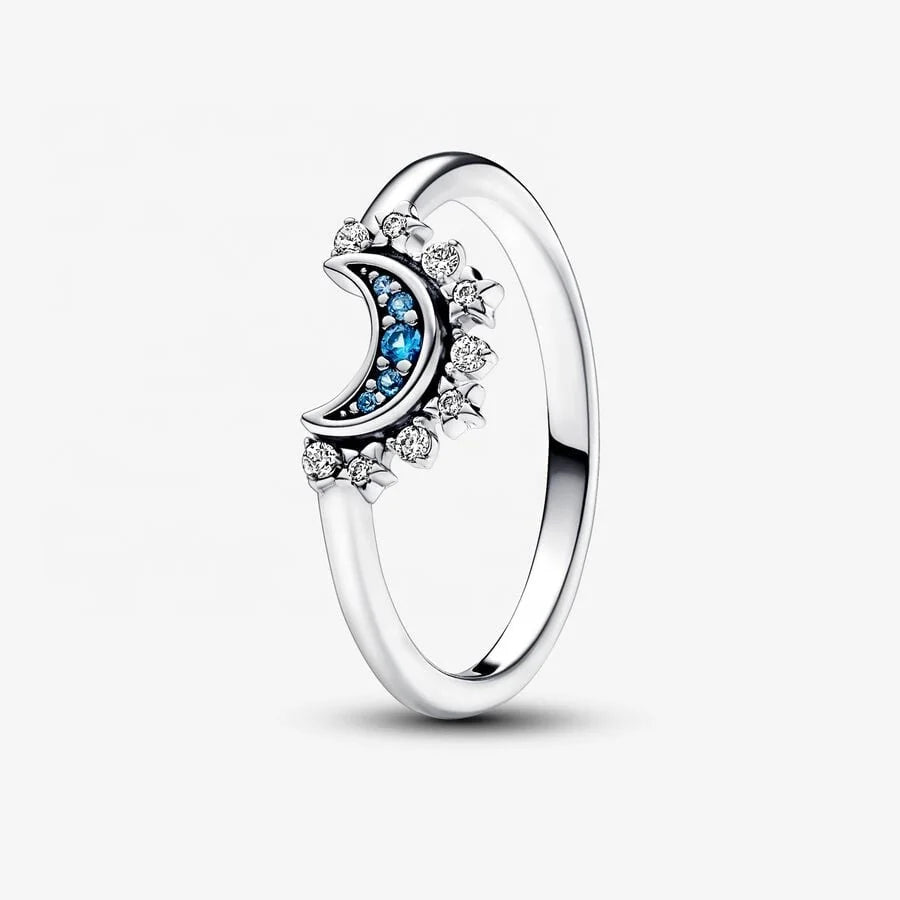 Pandora Celestial Blue Sparkling Moon Ring