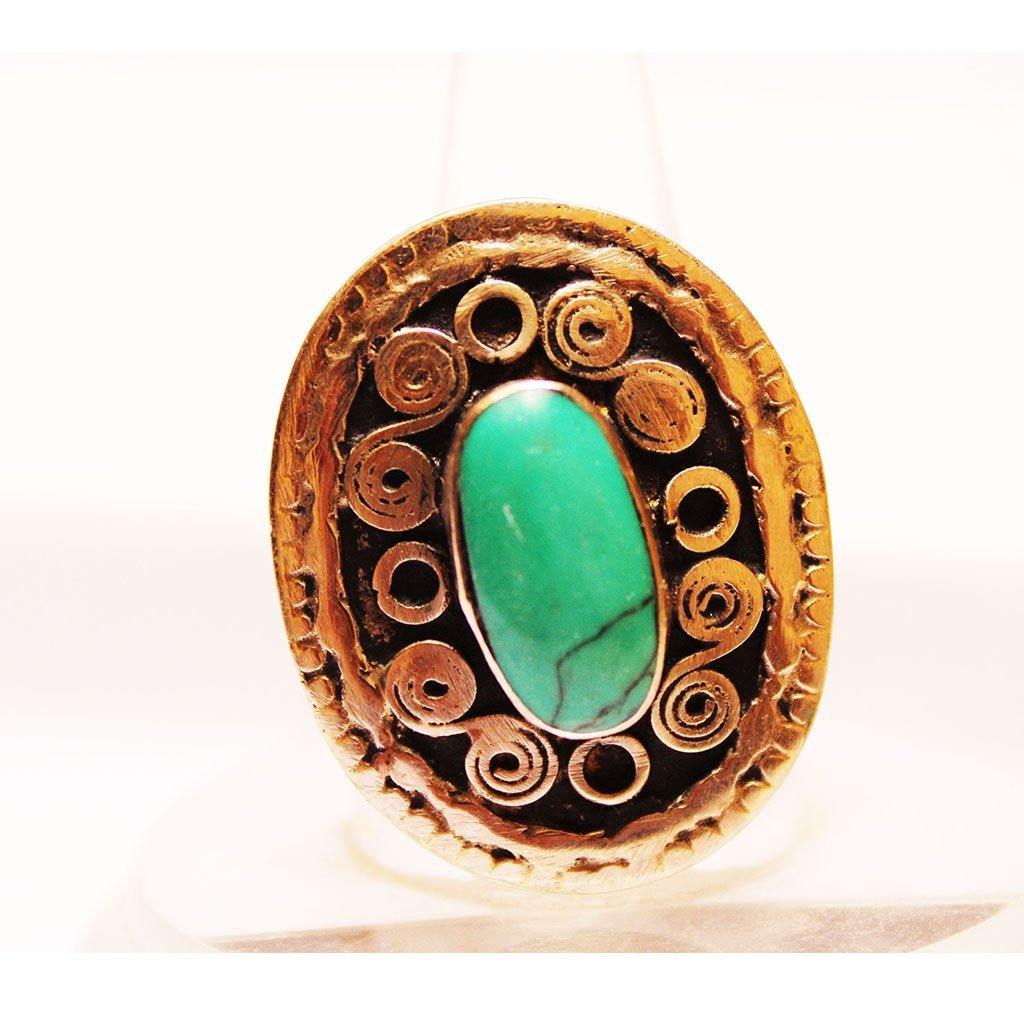 Vintage Ring Green Turquoise - folkmarket