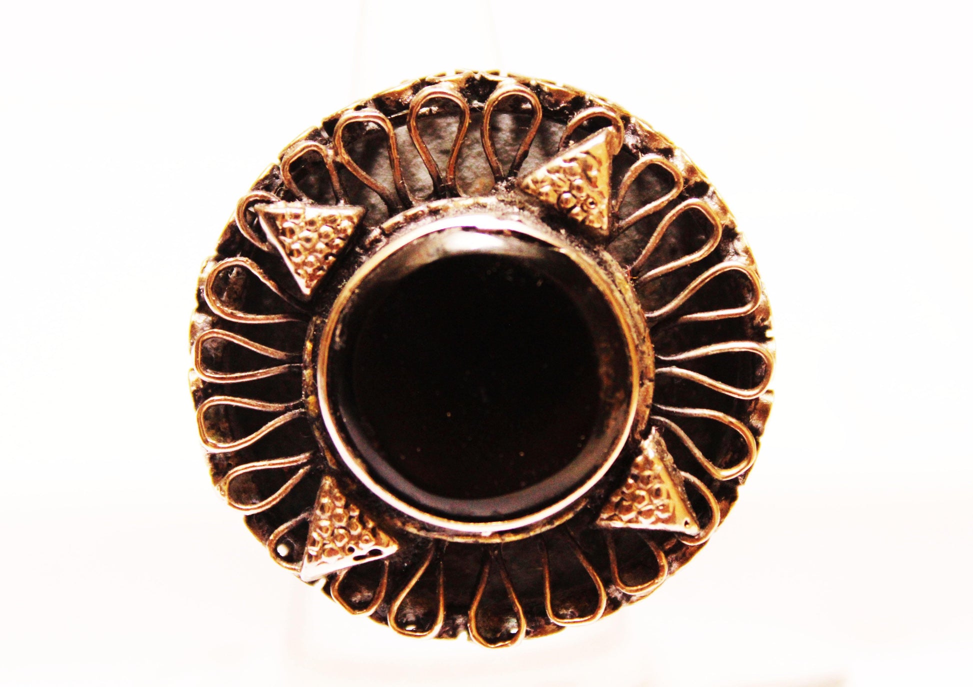 Black Agate Vintage Ring - folkmarket