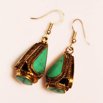 Vintage Earring Turquoise Stone - folkmarket