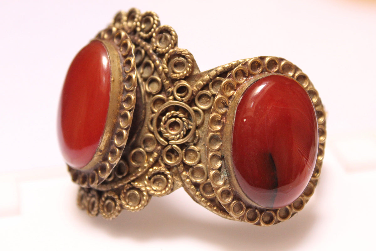 Agate Stone Vintage Cuff/ Kuchi Bracelet 1 Piece - folkmarket