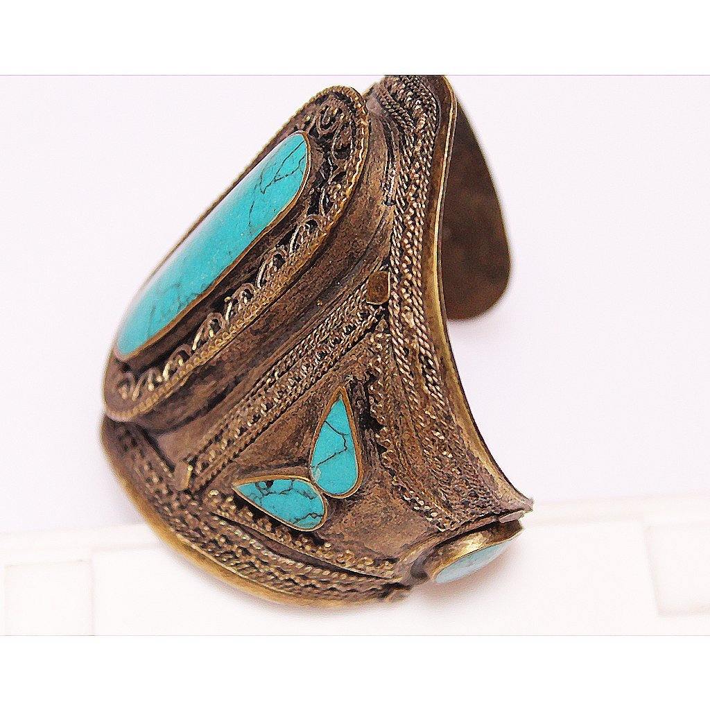 Turquoise Stone Tribal Cuff