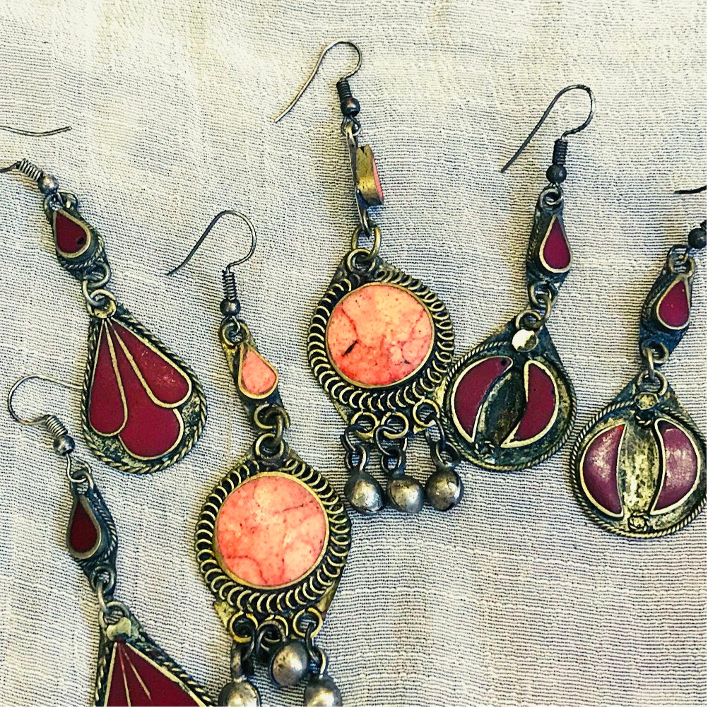 5 Different style antique kuchi gypsy earrings